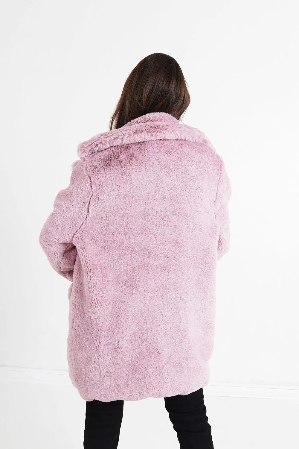 Veste longue fourrure Rose - Image 5
