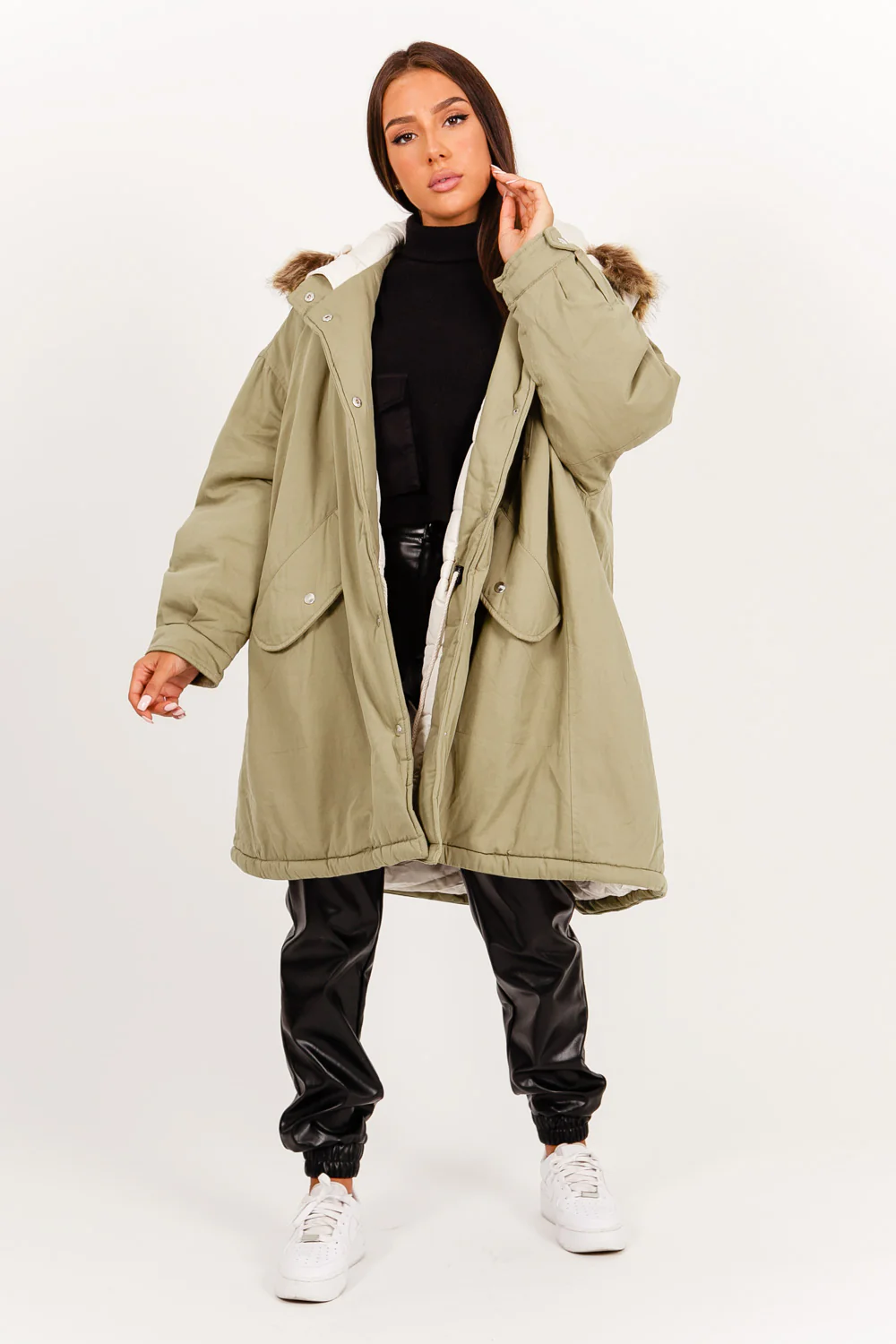 Parka longue oversize kaki - Image 5