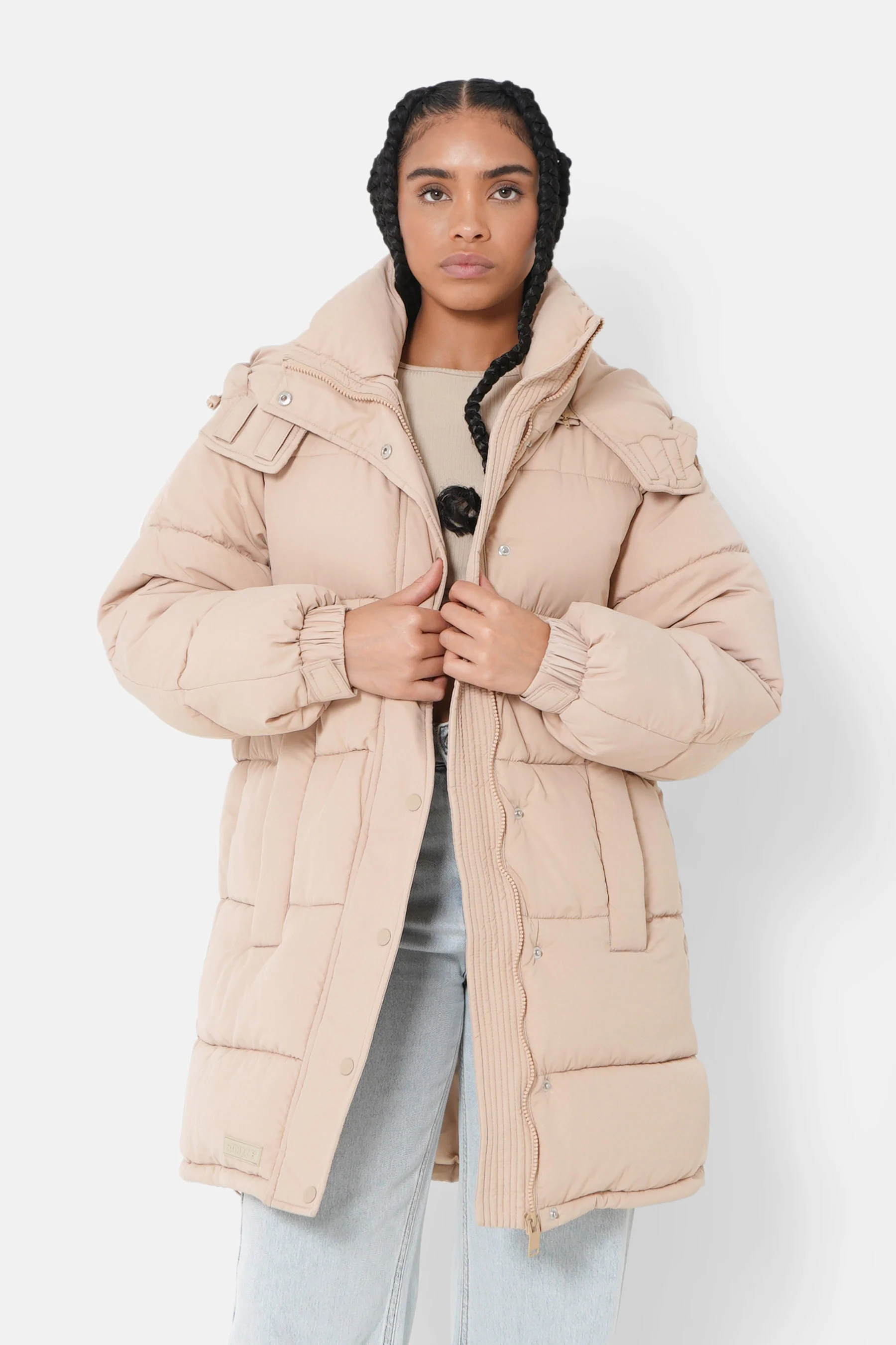 Doudoune longue oversize Beige