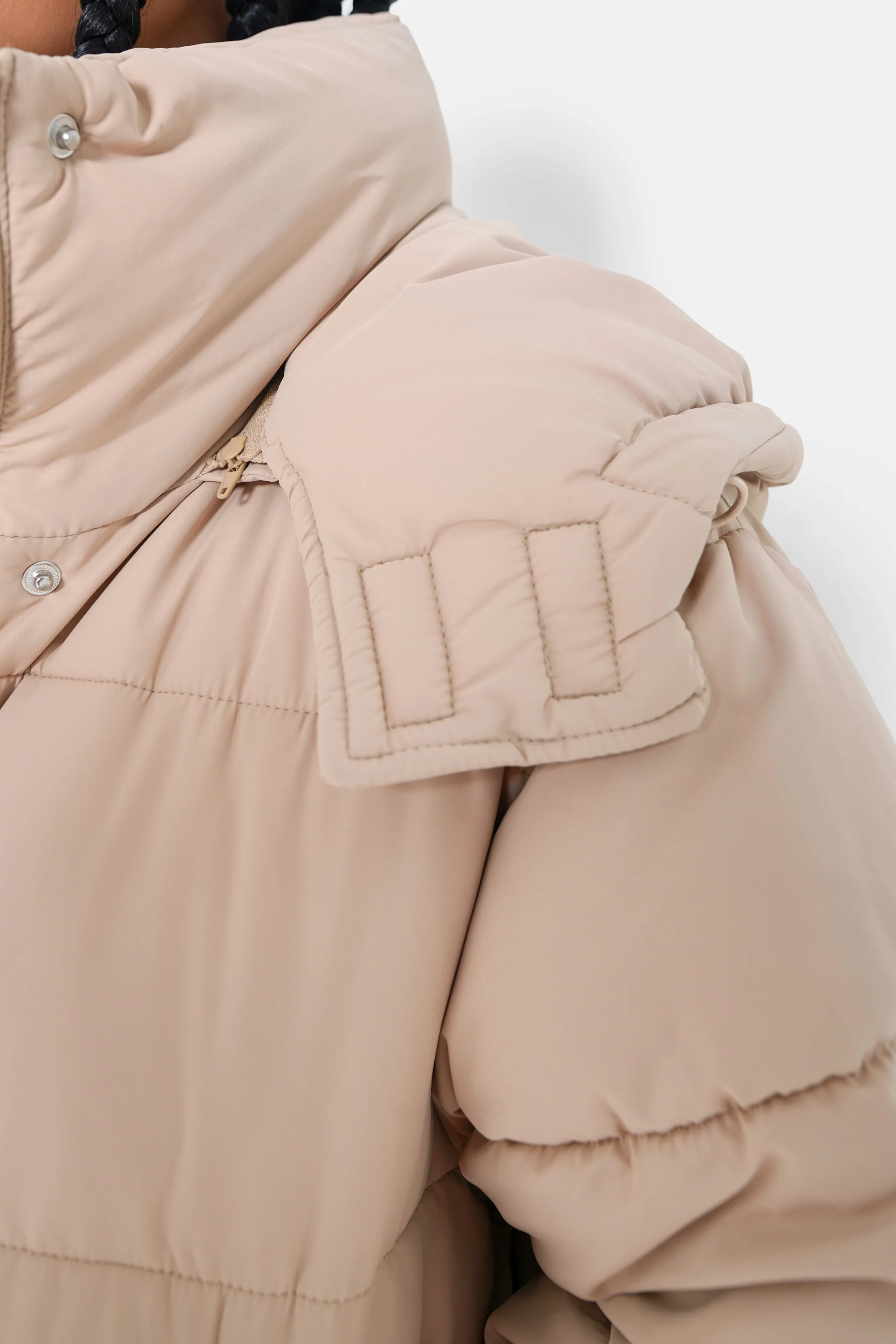Doudoune longue oversize Beige - Image 3