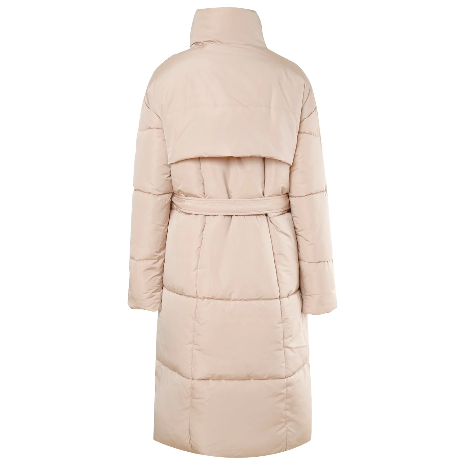 Doudoune longue matelassée ceinture Beige - Image 7
