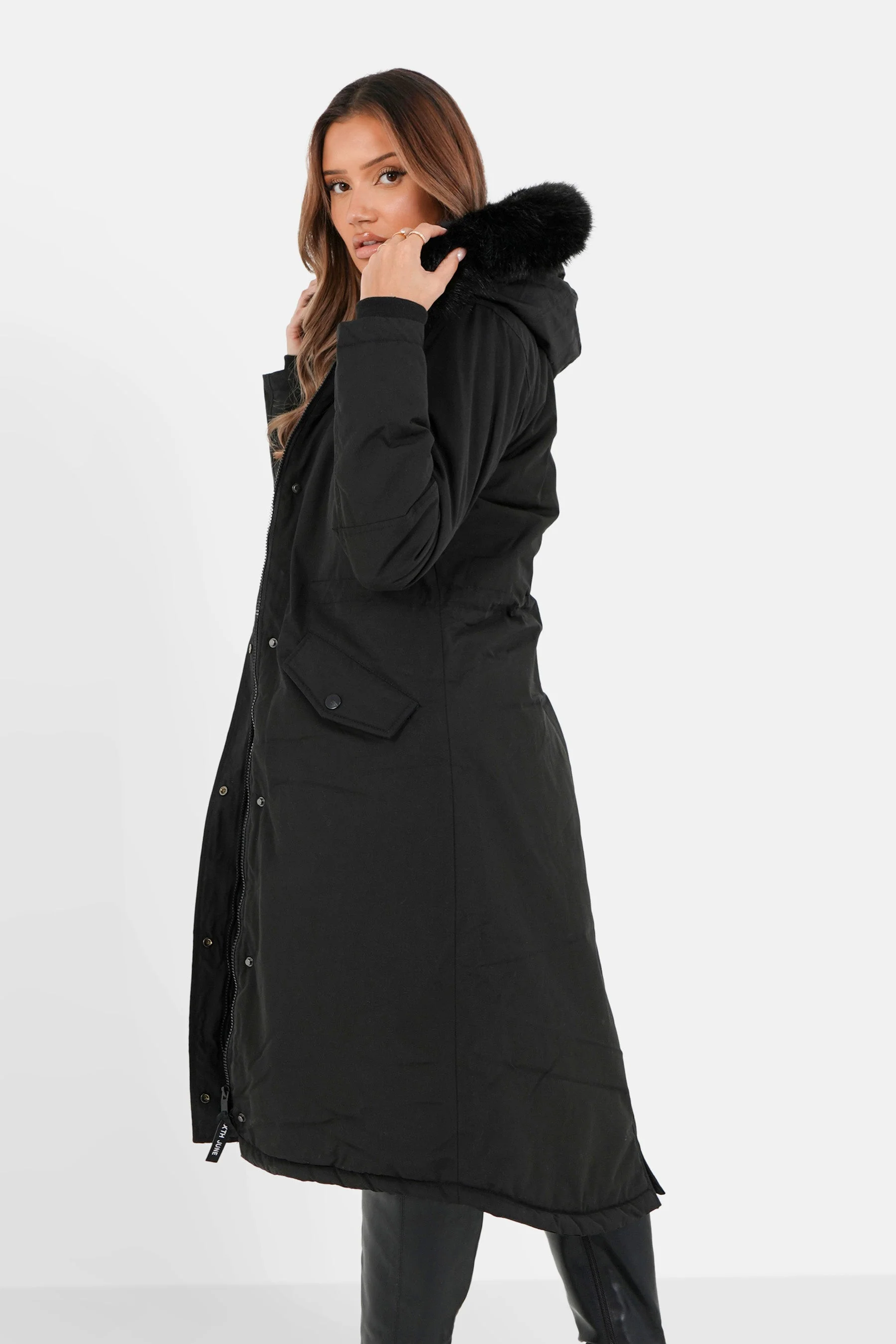 Parka longue intérieur polaire Noir - Image 4