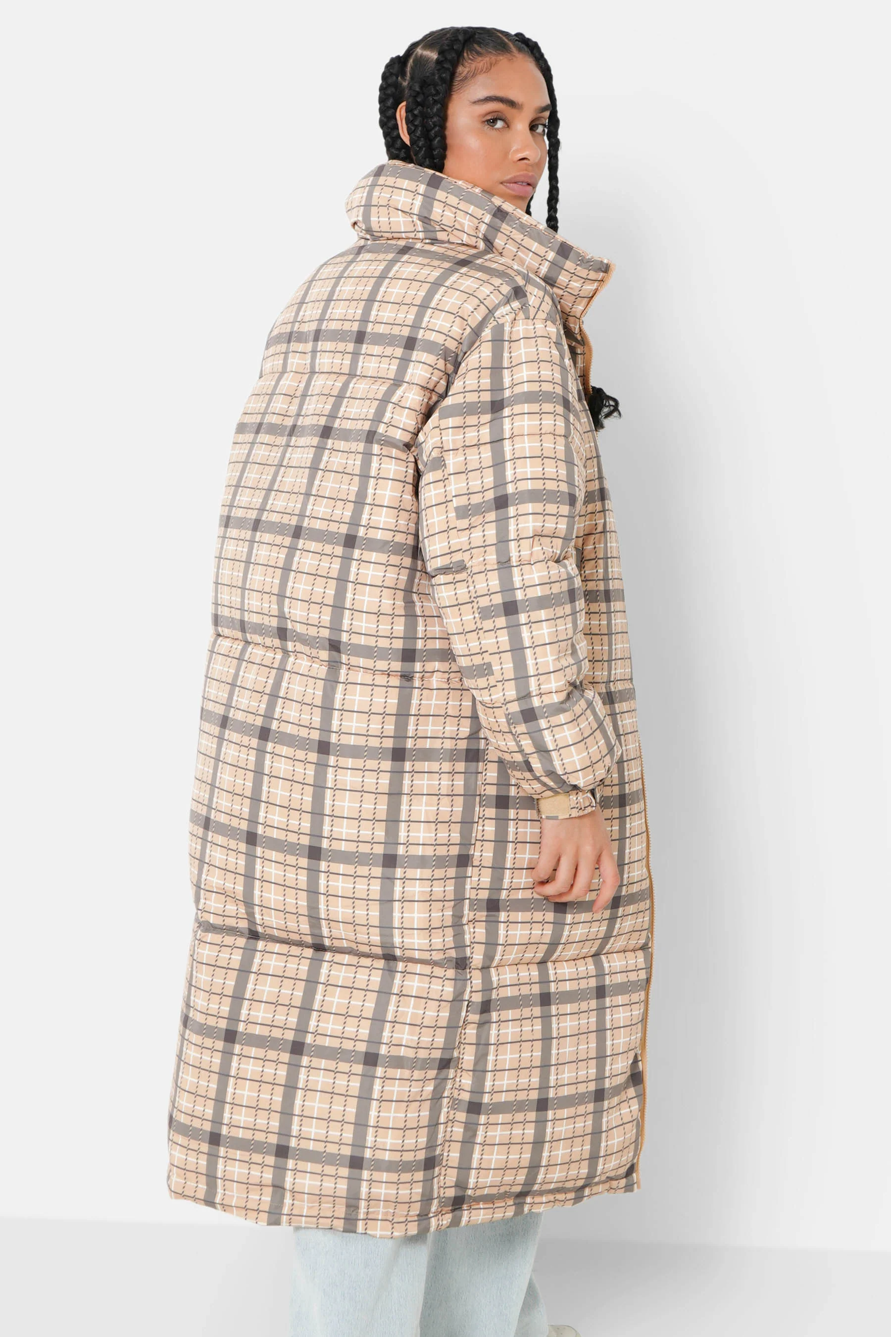 Doudoune maxi carreaux Beige - Image 5