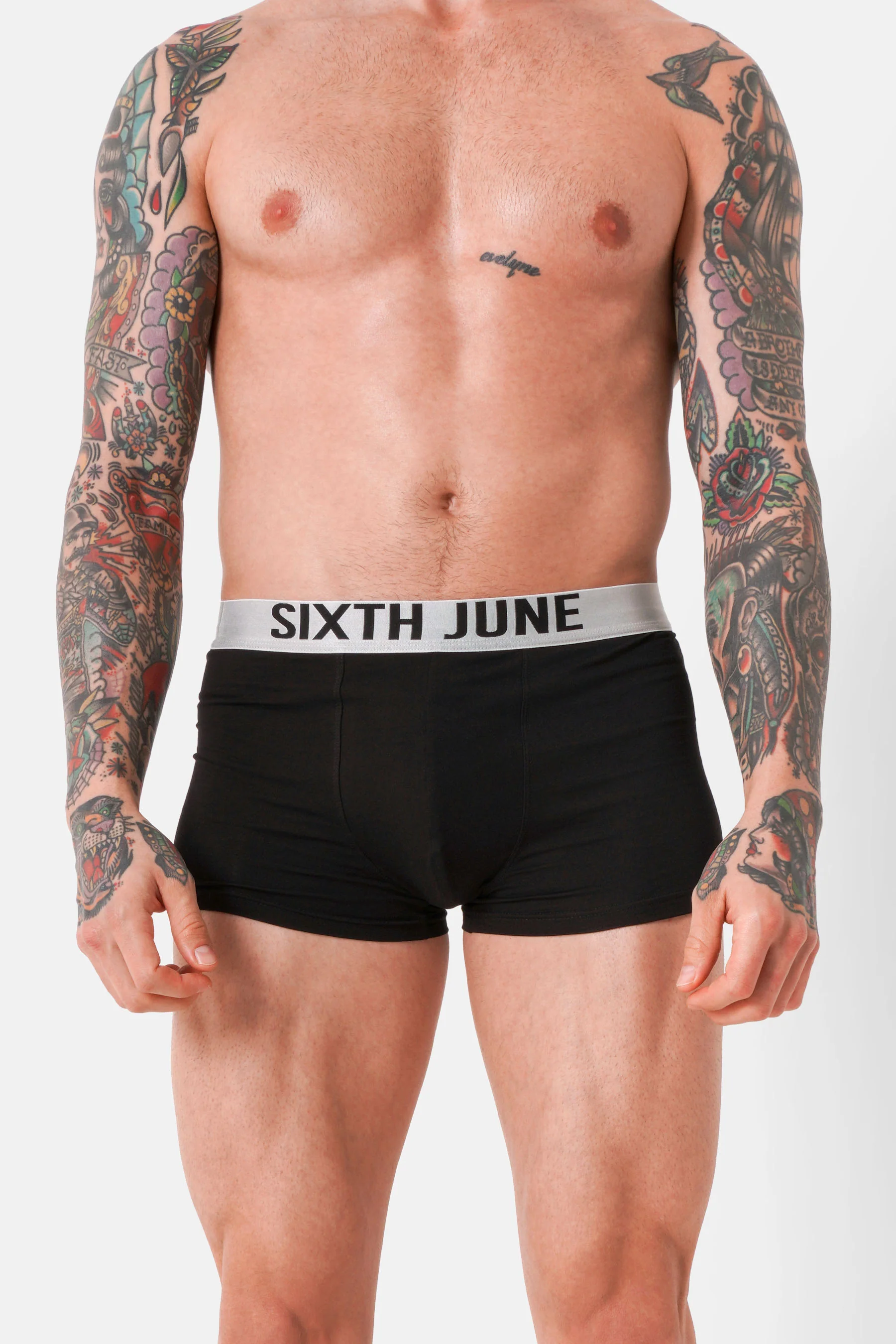 Lot 3 boxers uni texte Noir + Blanc + Gris - Image 2
