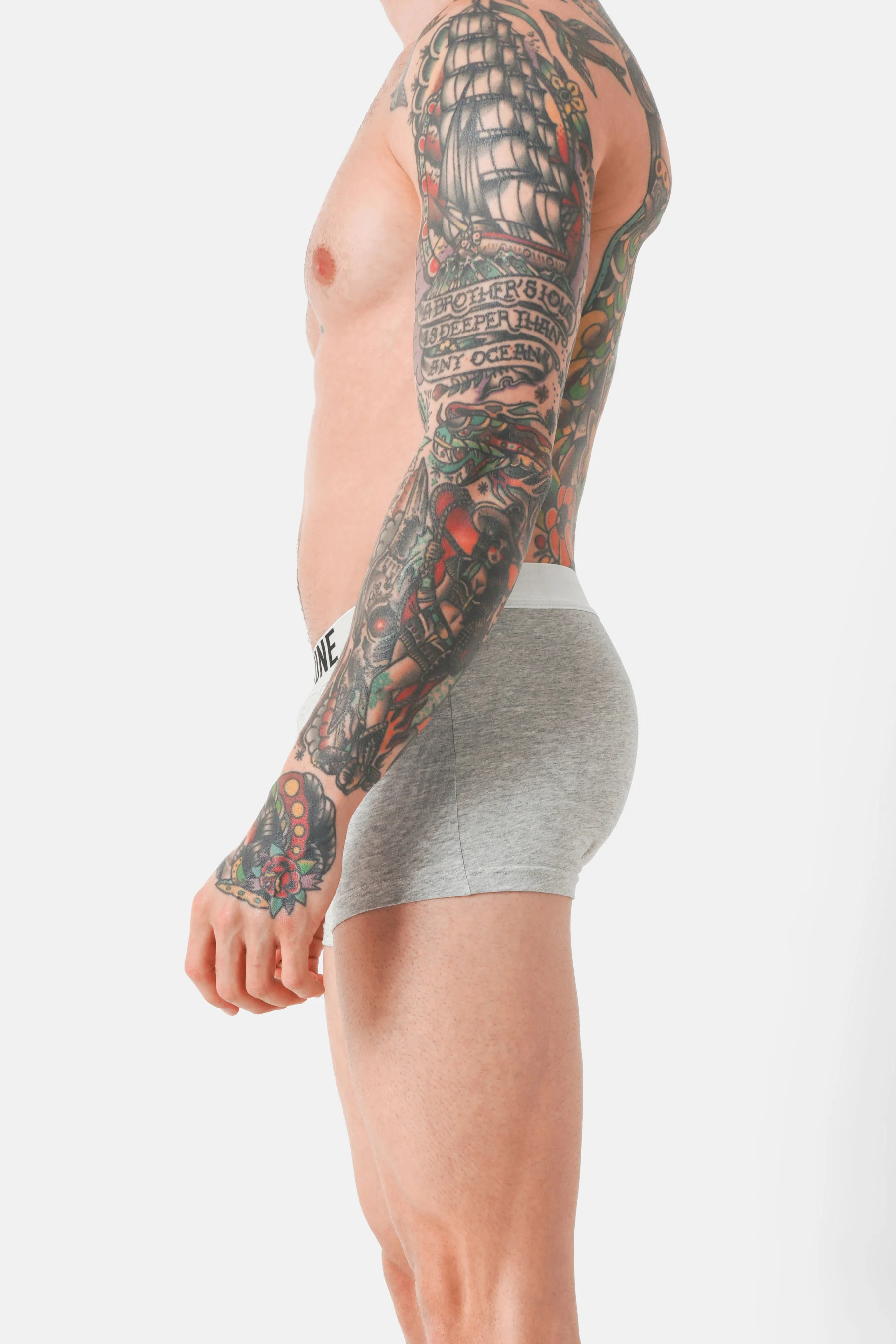 Lot 3 boxers uni texte Noir + Blanc + Gris - Image 9