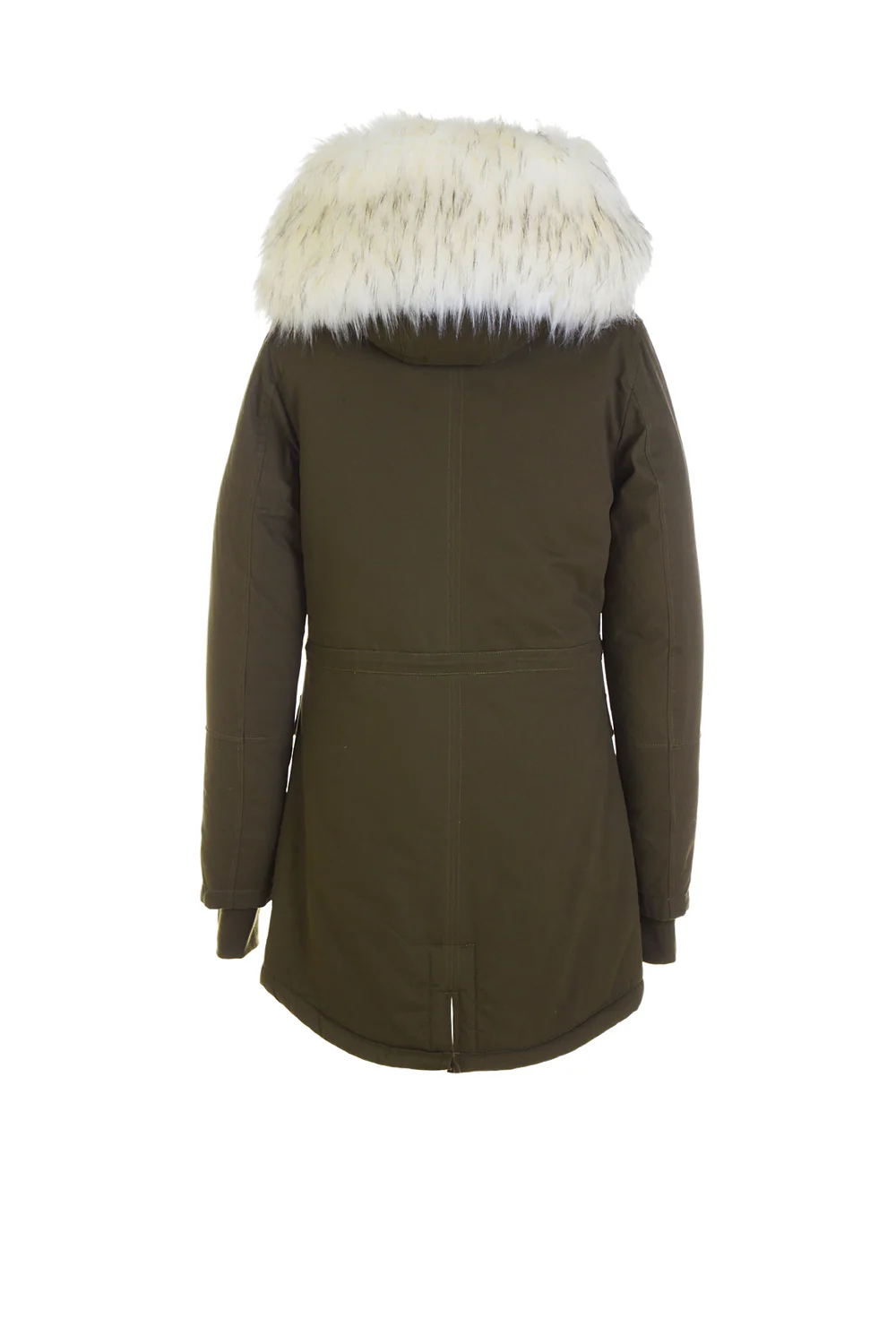 Parka capuche large fourrure kaki blanc - Image 5
