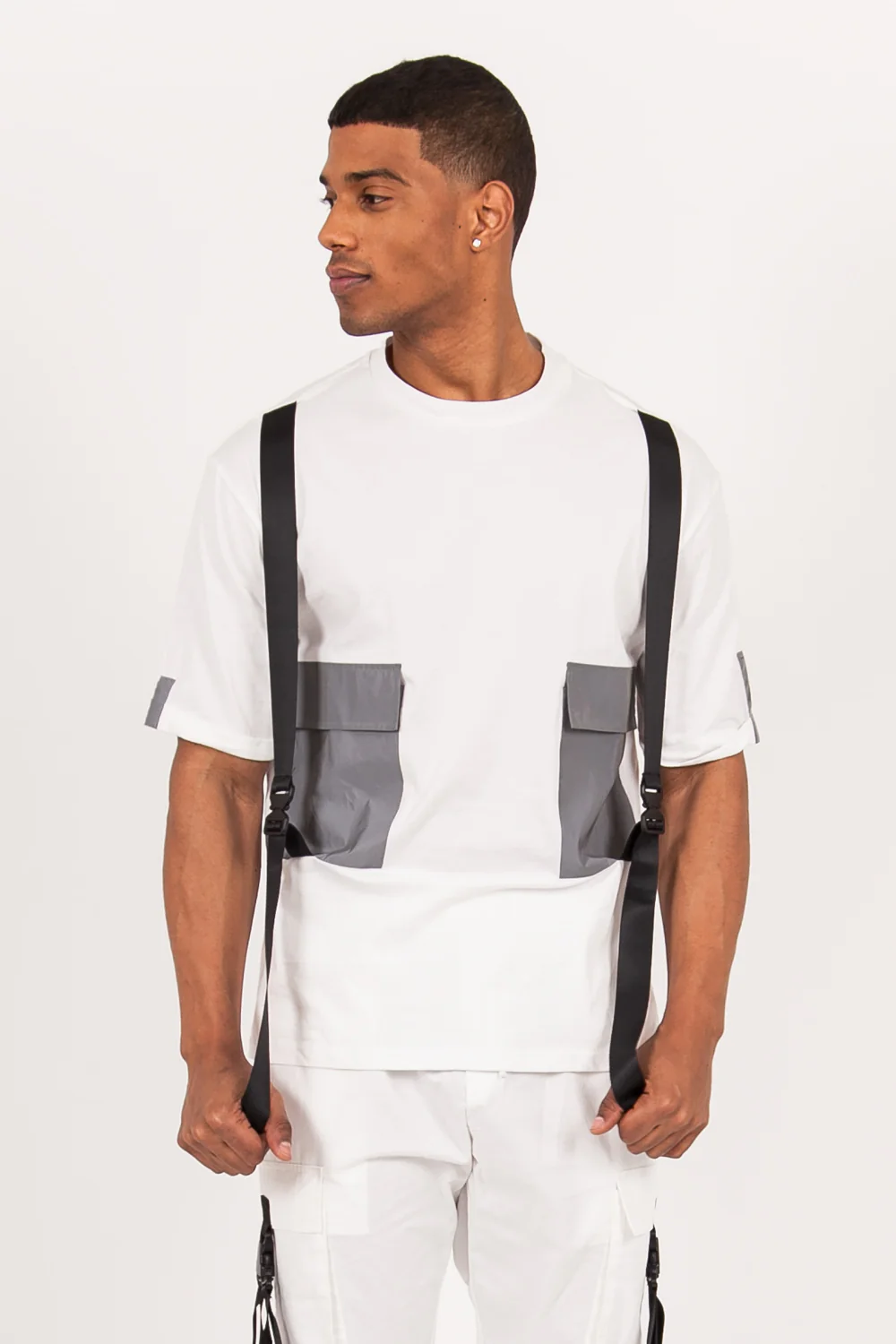 T-shirt double poches sangle blanc - Image 2