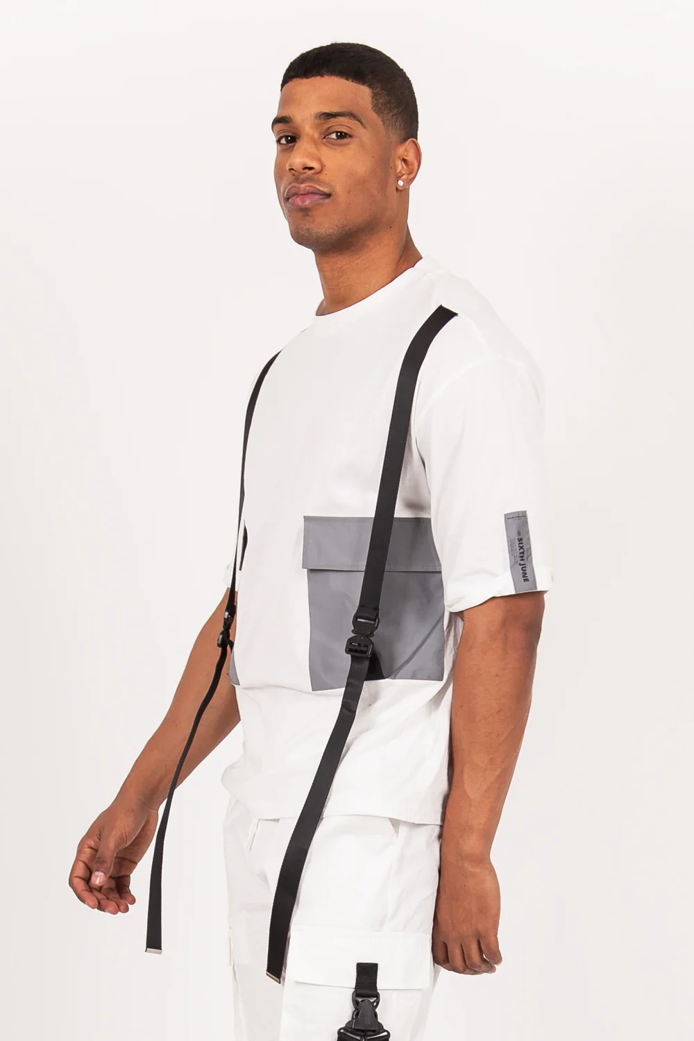 T-shirt double poches sangle blanc - Image 4