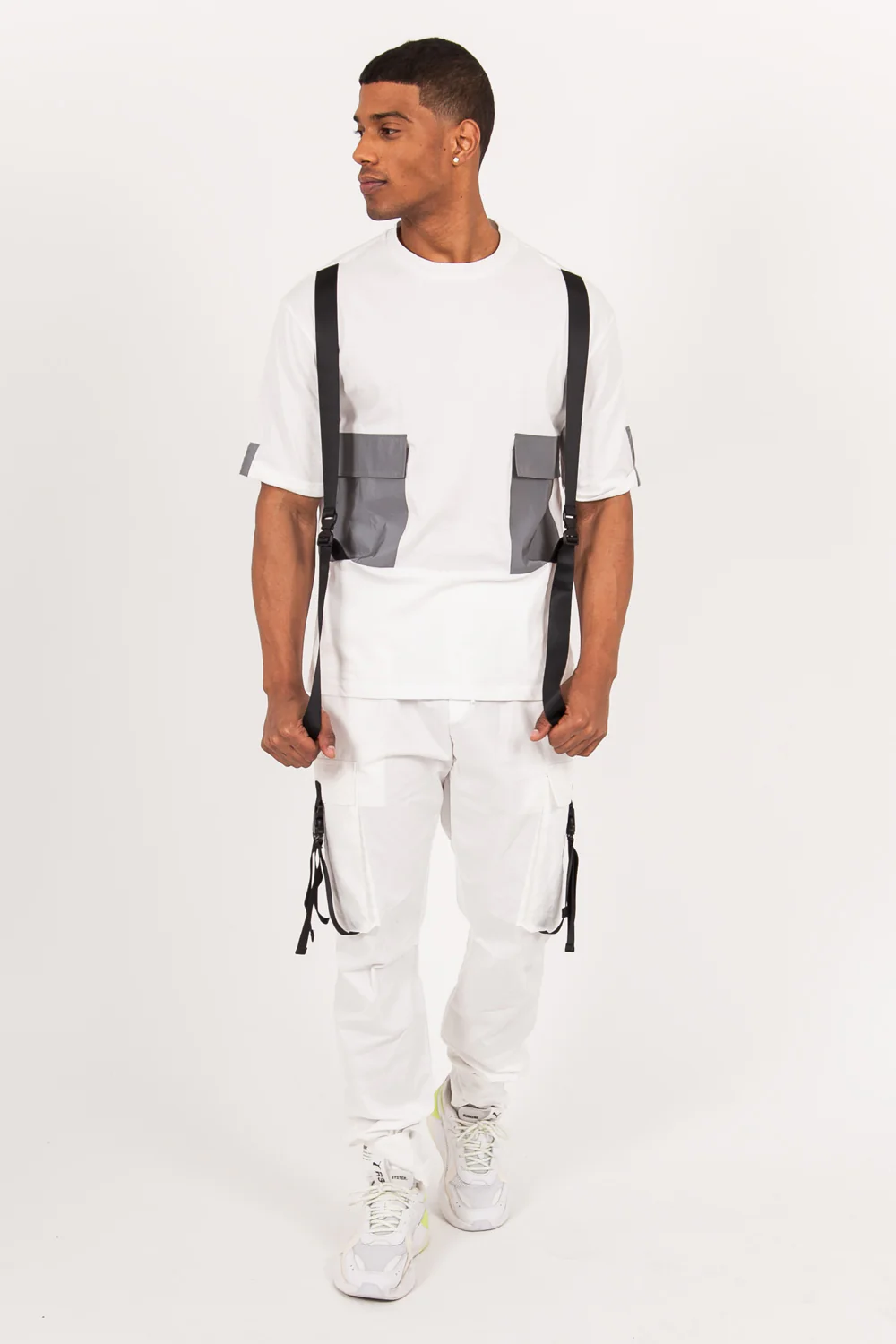 T-shirt double poches sangle blanc - Image 5