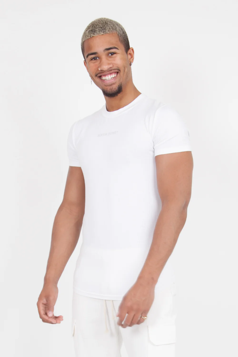 T-shirt moulant logo Blanc cassé - Image 2