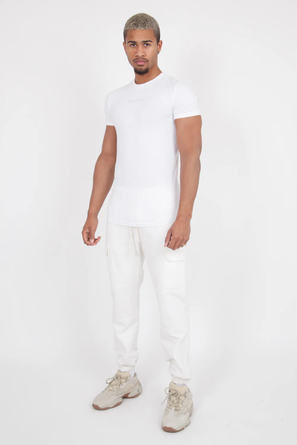 T-shirt moulant logo Blanc cassé - Image 6