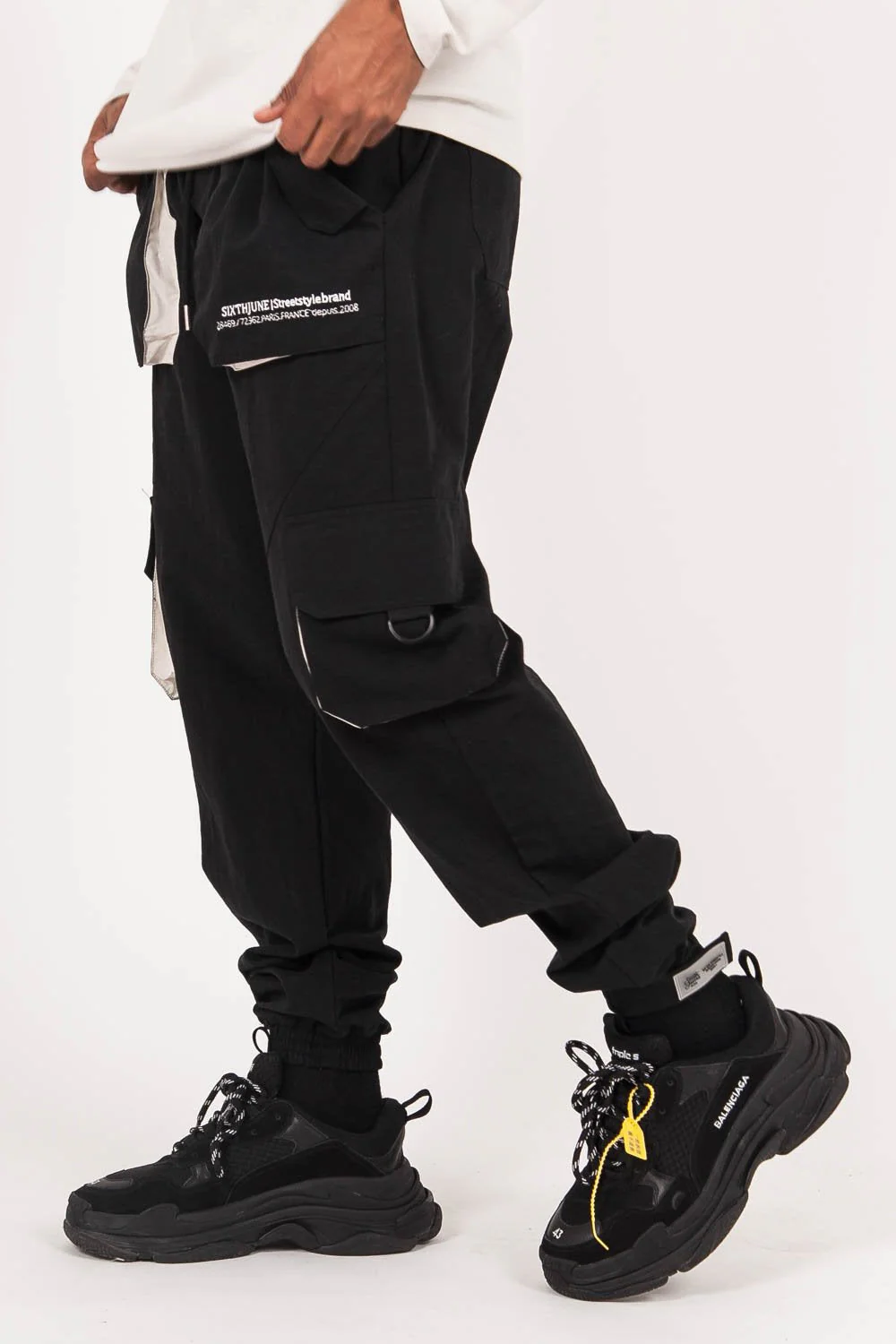 Pantalon cargo large noir - Image 4