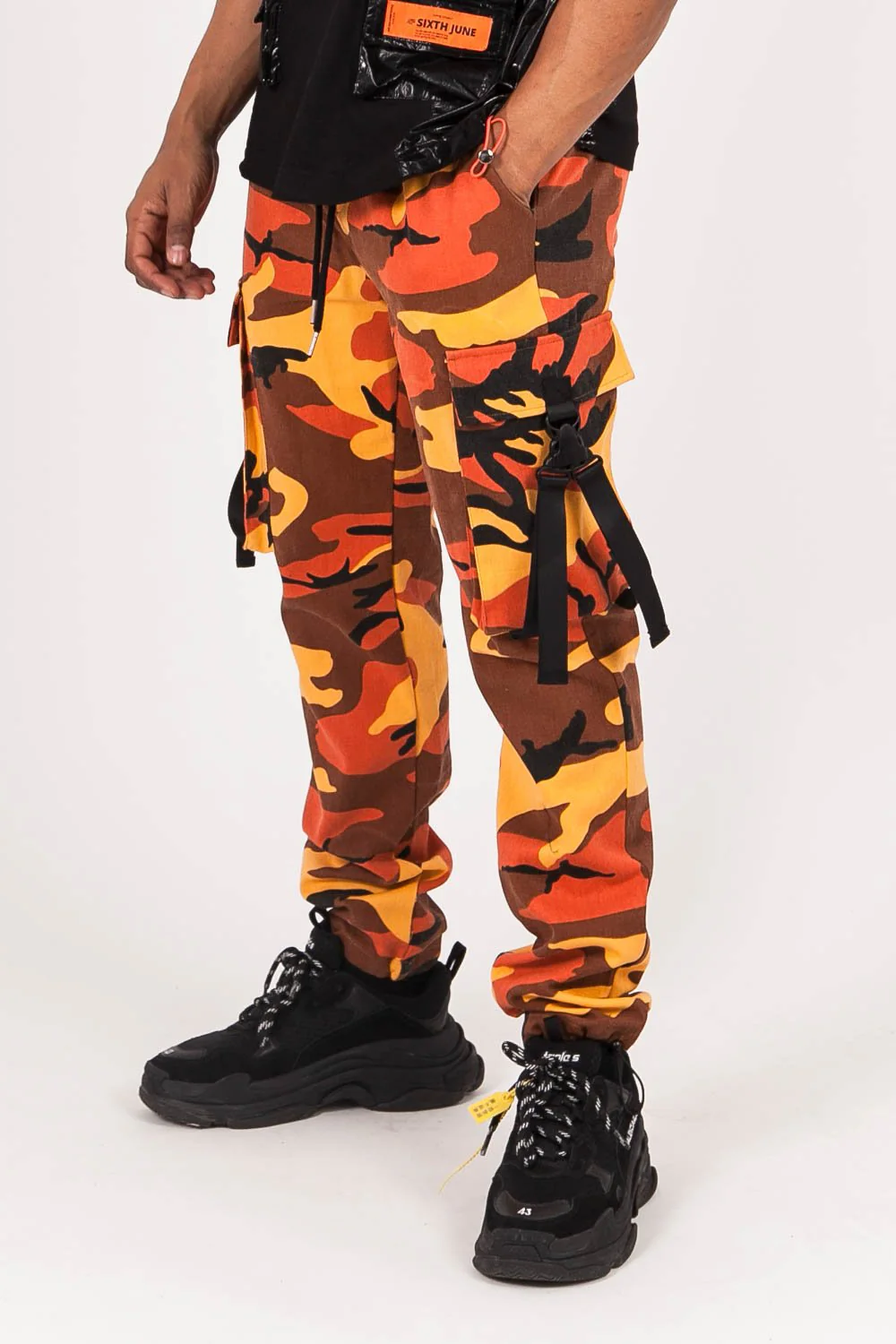 Pantalon camouflage sangles Orange - Image 4