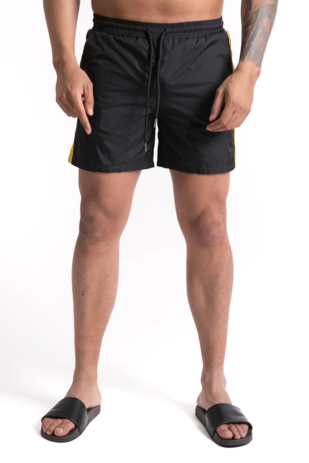 Maillot de bain bicolore bandes noir jaune - Image 2