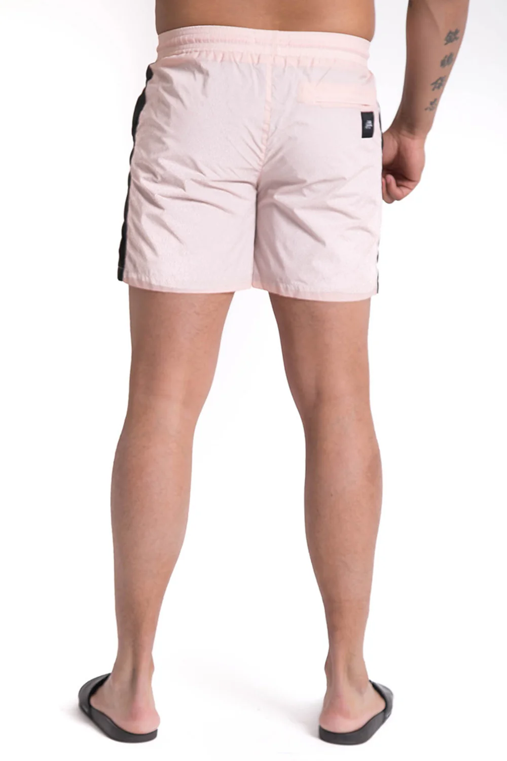 Maillot de bain bicolore bandes rose noir - Image 4