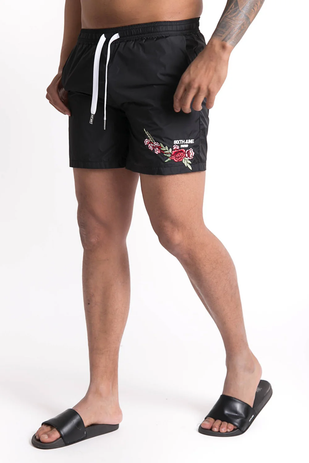 Maillot de bain broderie roses Sixth June noir. - Image 2