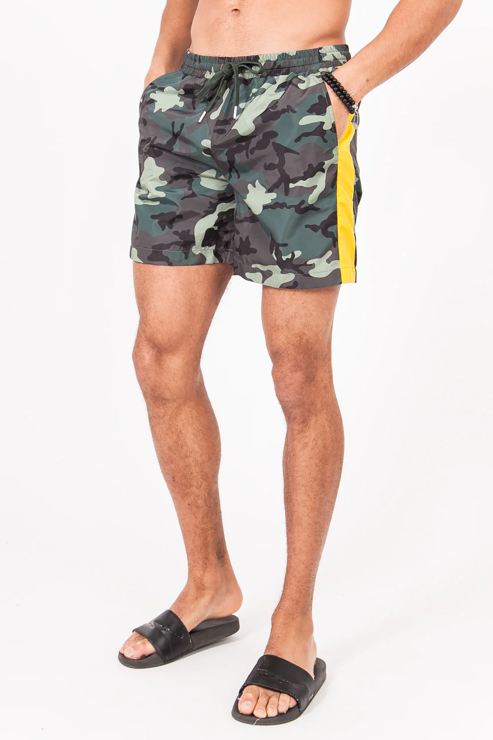 Maillot de bain camouflage bandes jaune vert - Image 2