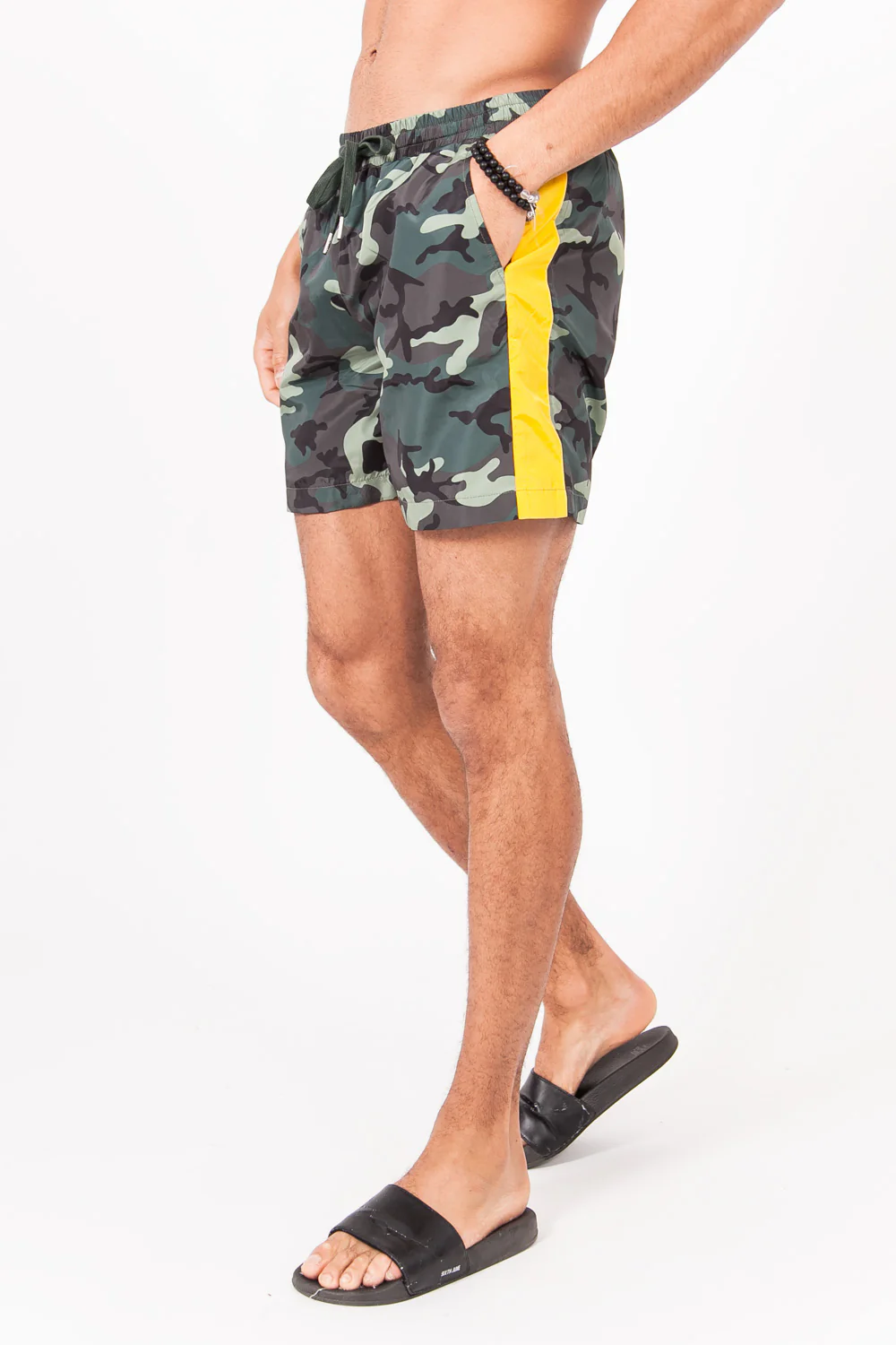 Maillot de bain camouflage bandes jaune vert - Image 3