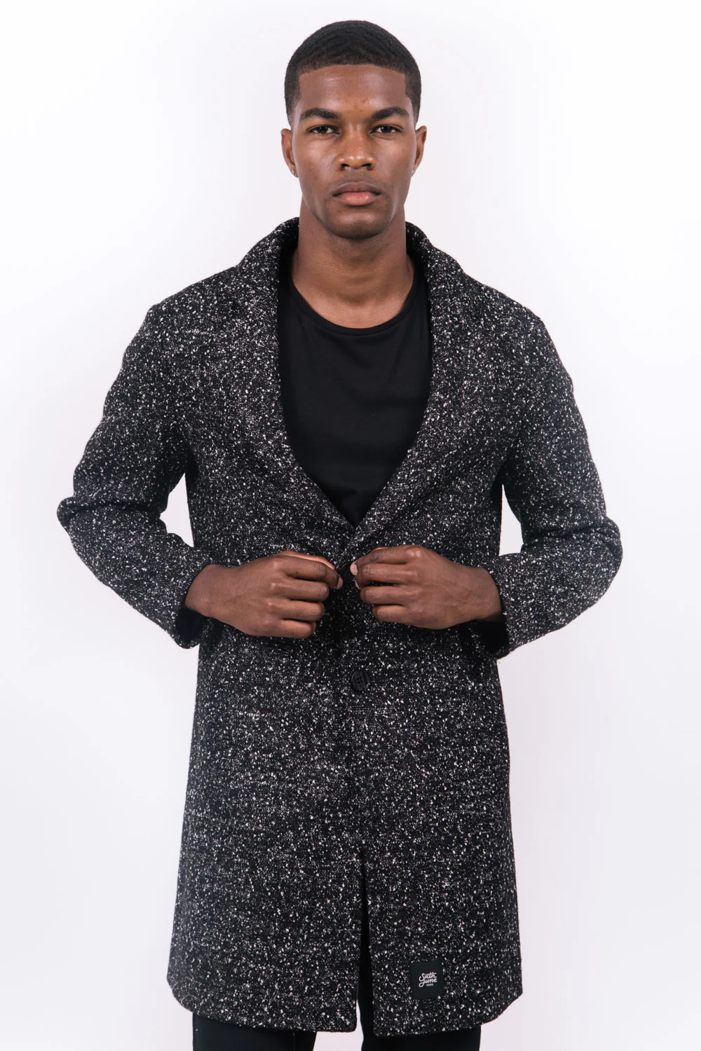 Manteau chiné long noir - Image 2