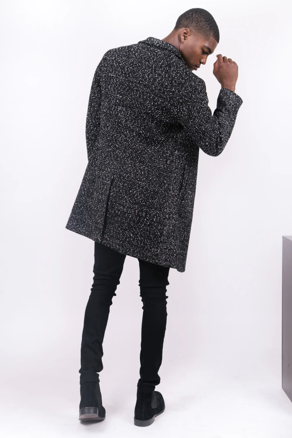 Manteau chiné long noir - Image 5
