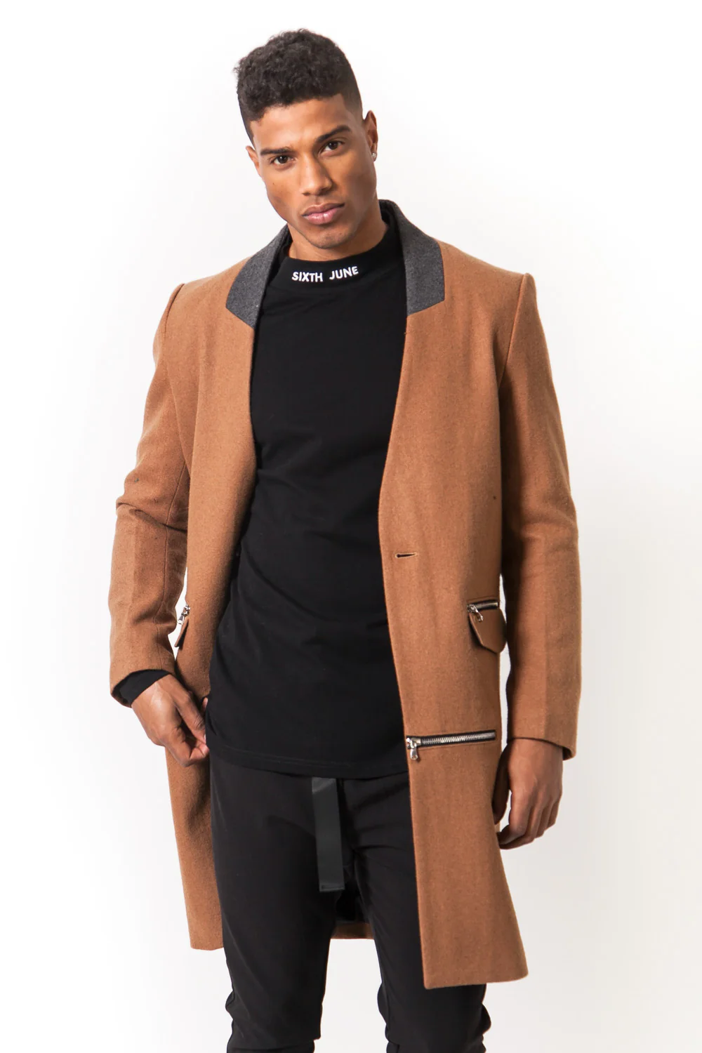 Manteau laine zips camel - Image 2