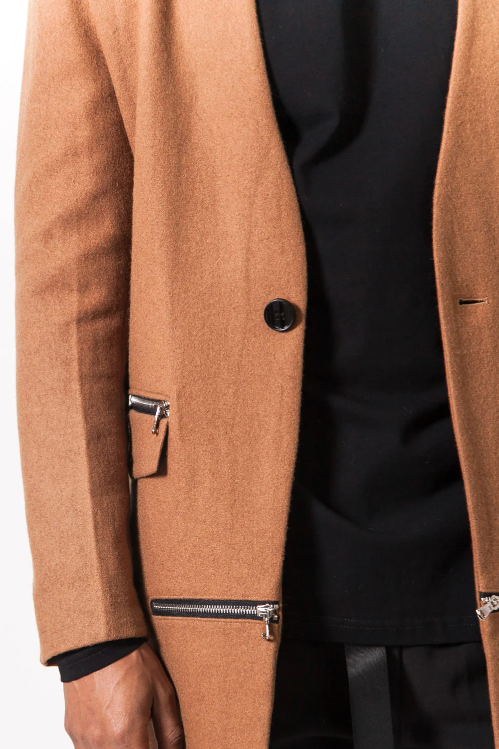 Manteau laine zips camel - Image 4