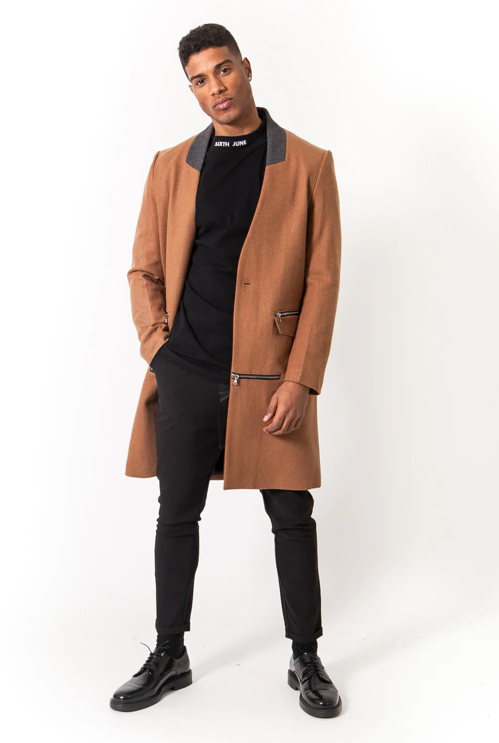 Manteau laine zips camel - Image 6