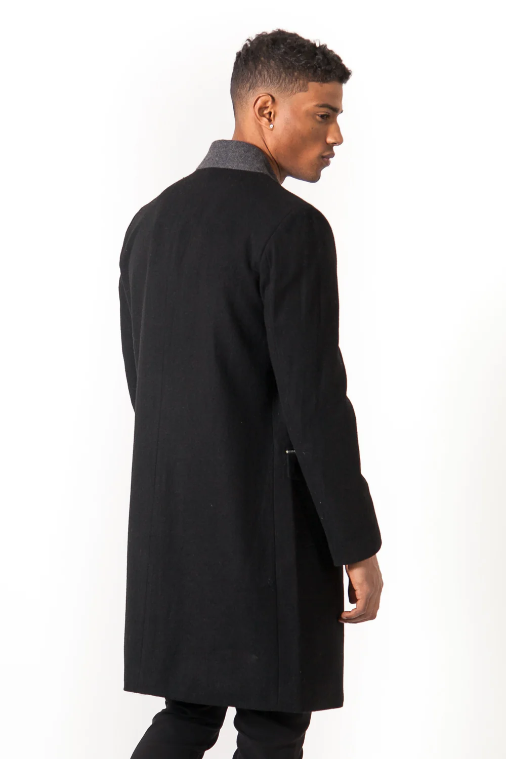 Manteau laine zips noir - Image 4