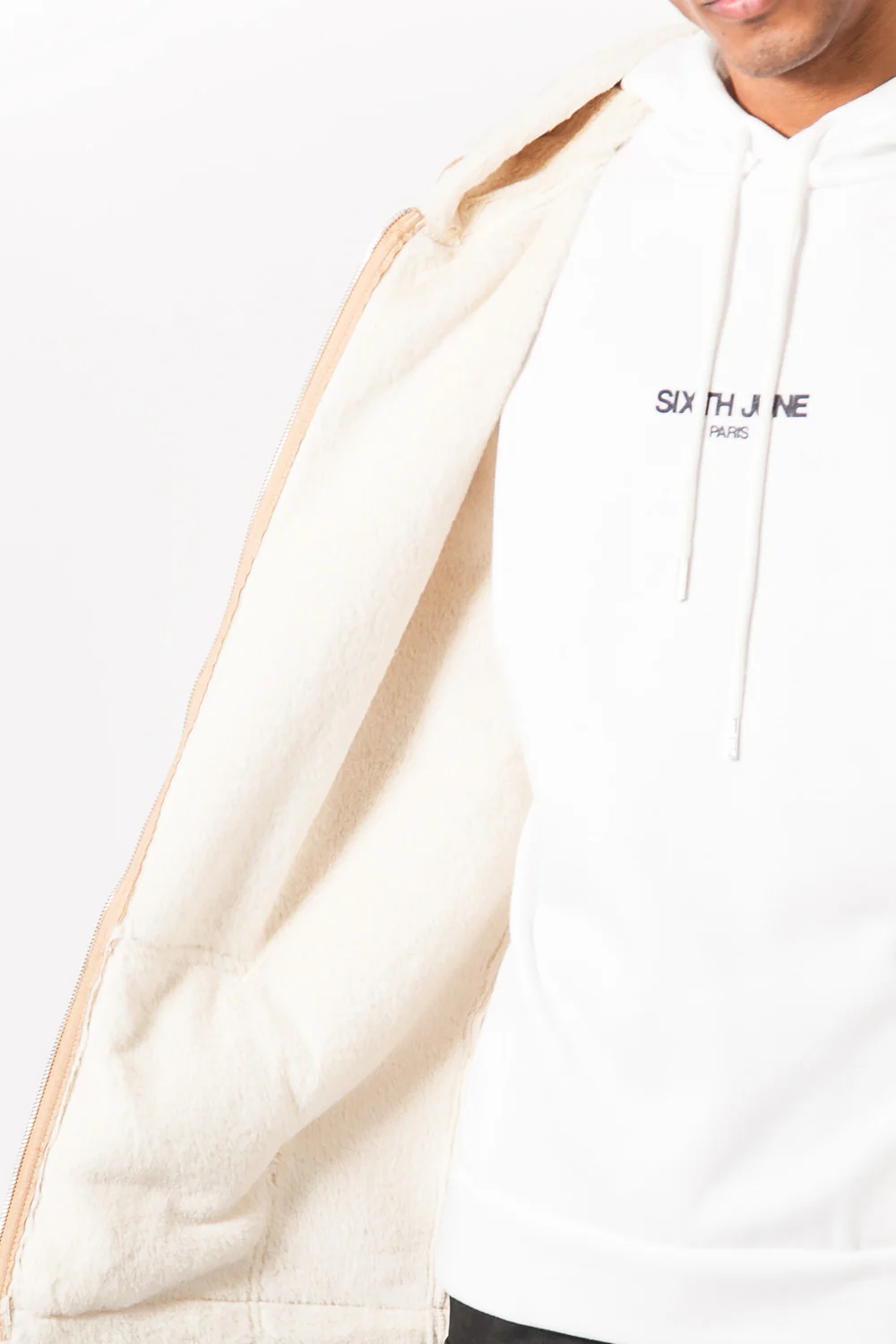 Manteau large peau doublé beige - Image 4