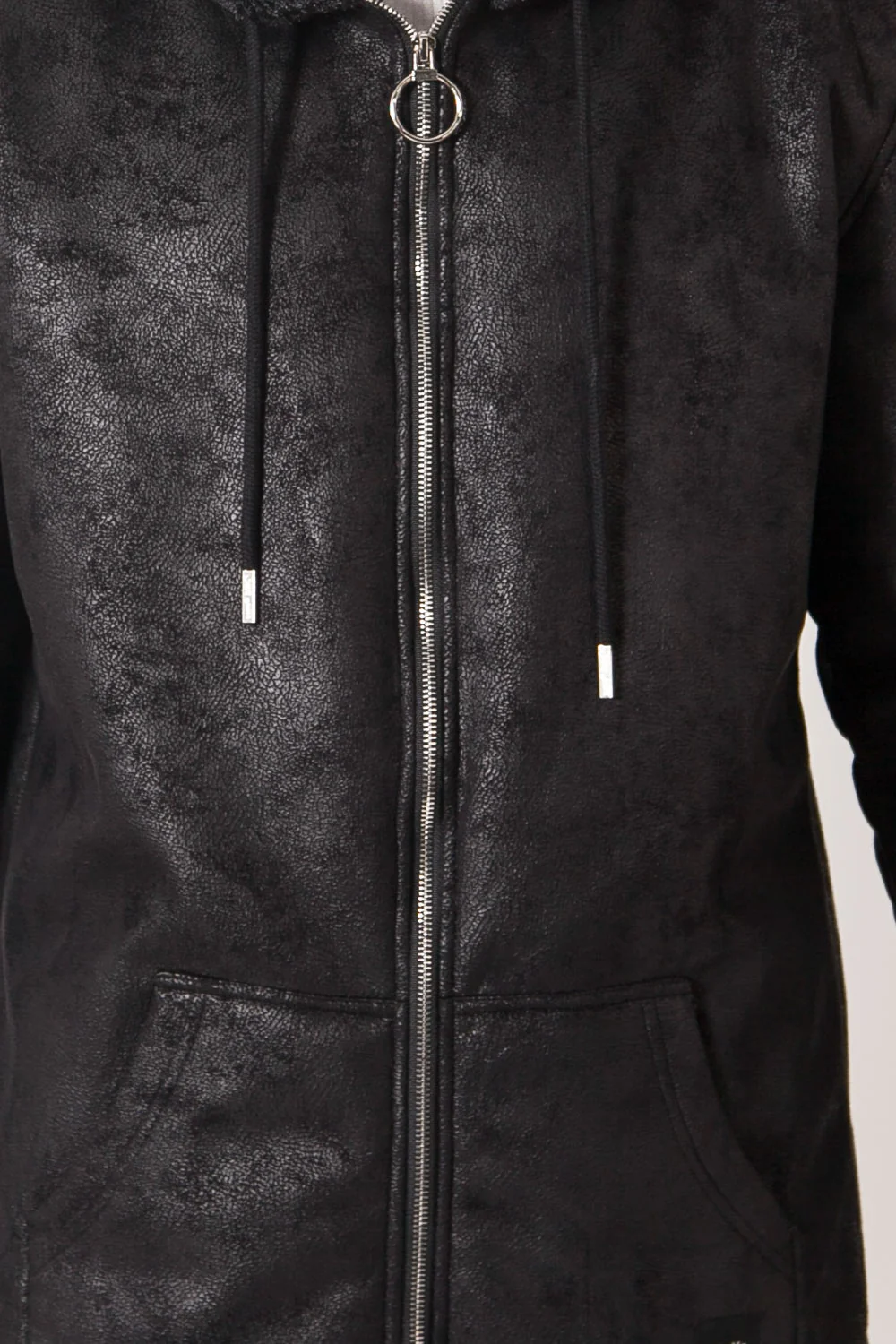 Manteau large peau doublé noir - Image 3