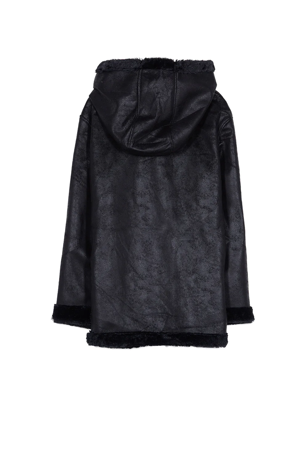 Manteau large peau doublé noir - Image 7