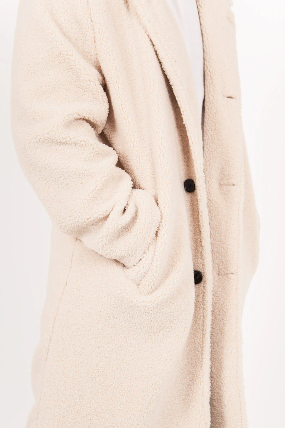 Manteau large sherpa beige - Image 3