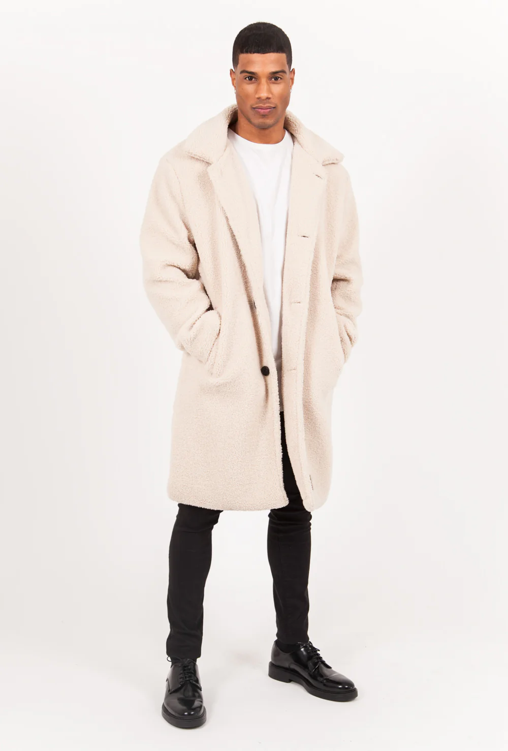 Manteau large sherpa beige - Image 6