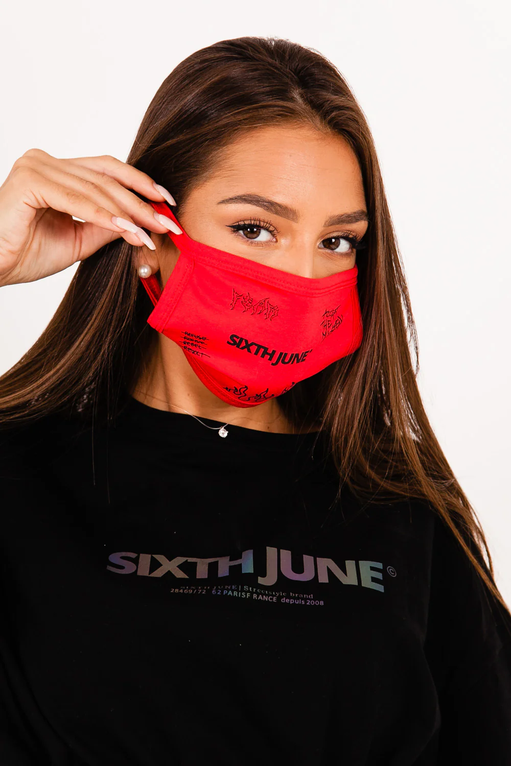 Masque logo Sixth June rock rouge - Image 4