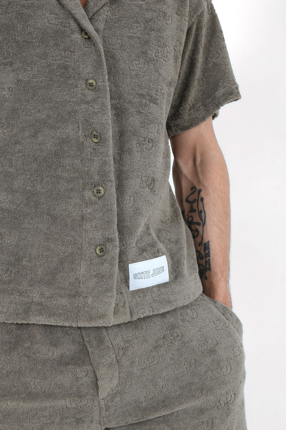 Chemise towel monogramme Vert kaki - Image 3