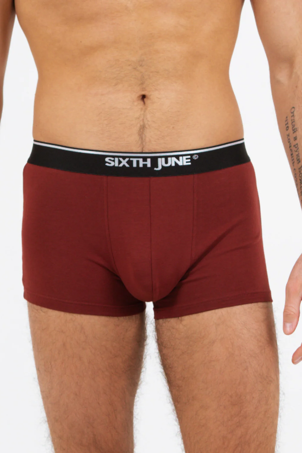 Boxer uni bande Rouge bordeaux - Image 2