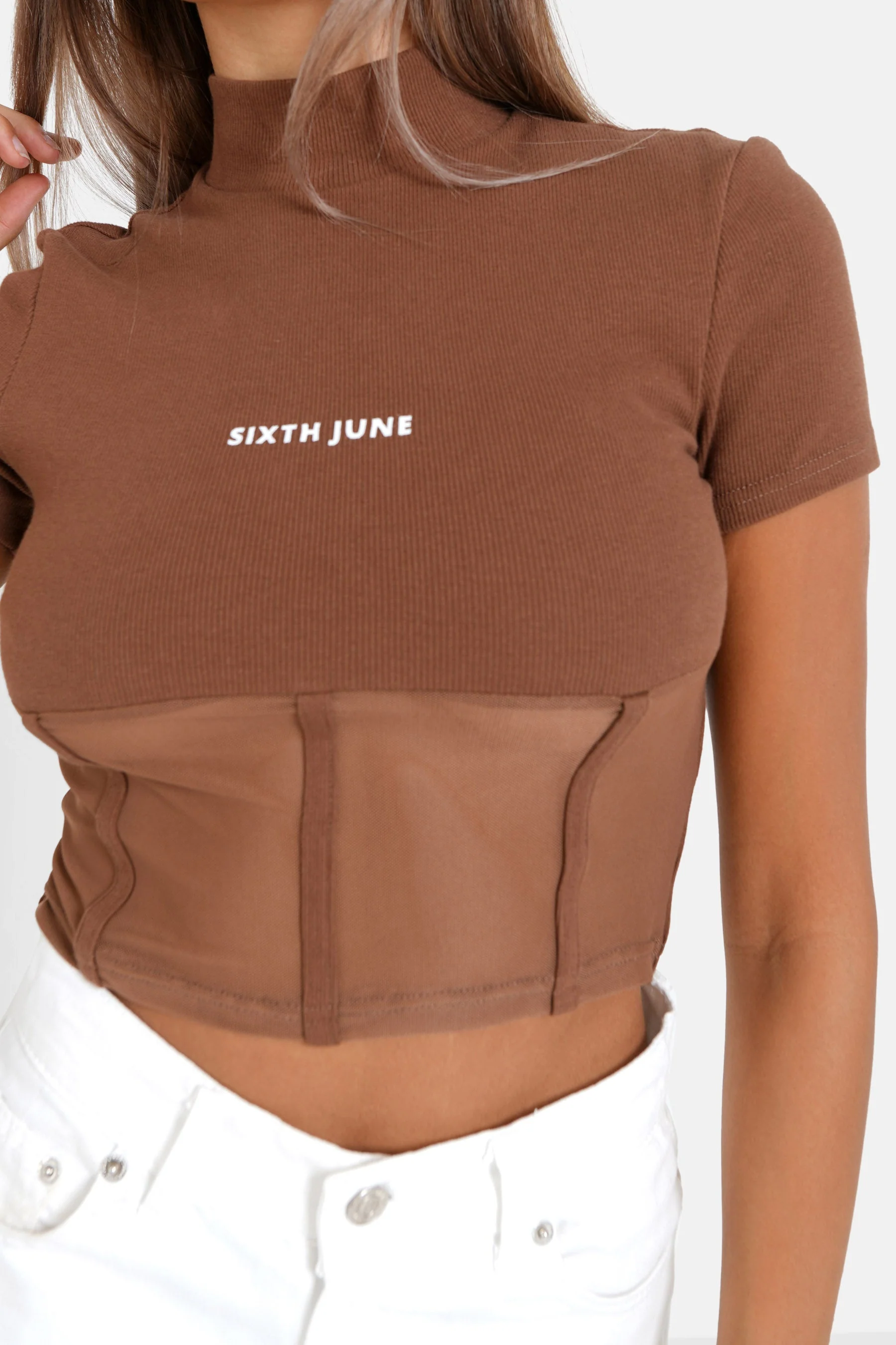 Top court corset transparent Marron clair - Image 3