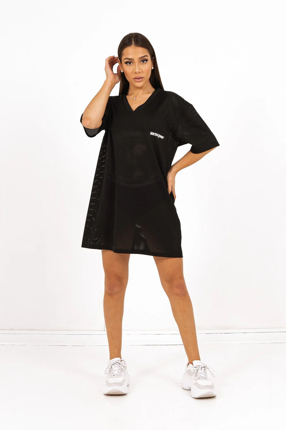 Robe t-shirt mesh logo noir - Image 5