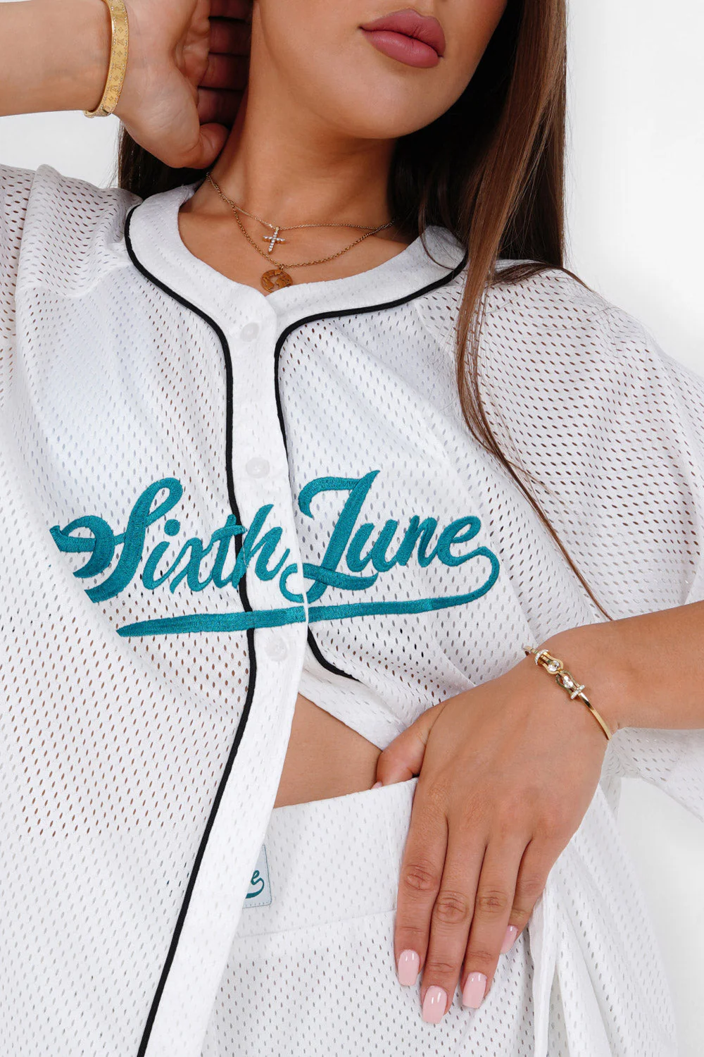 Chemise mesh oversize signature Blanc - Image 3