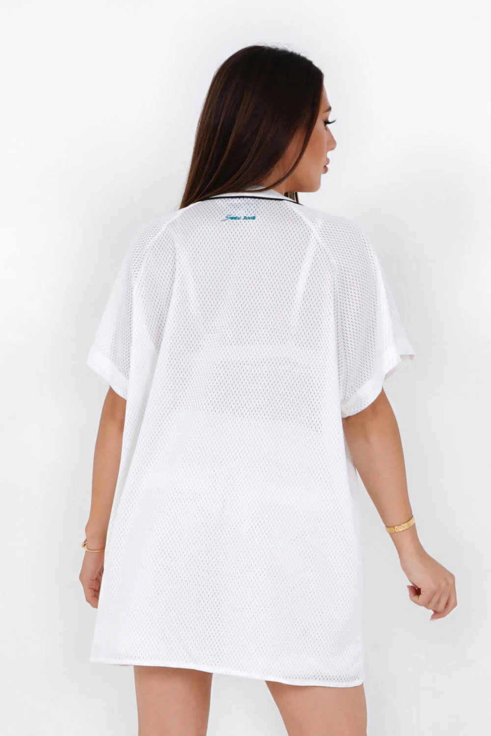 Chemise mesh oversize signature Blanc - Image 5