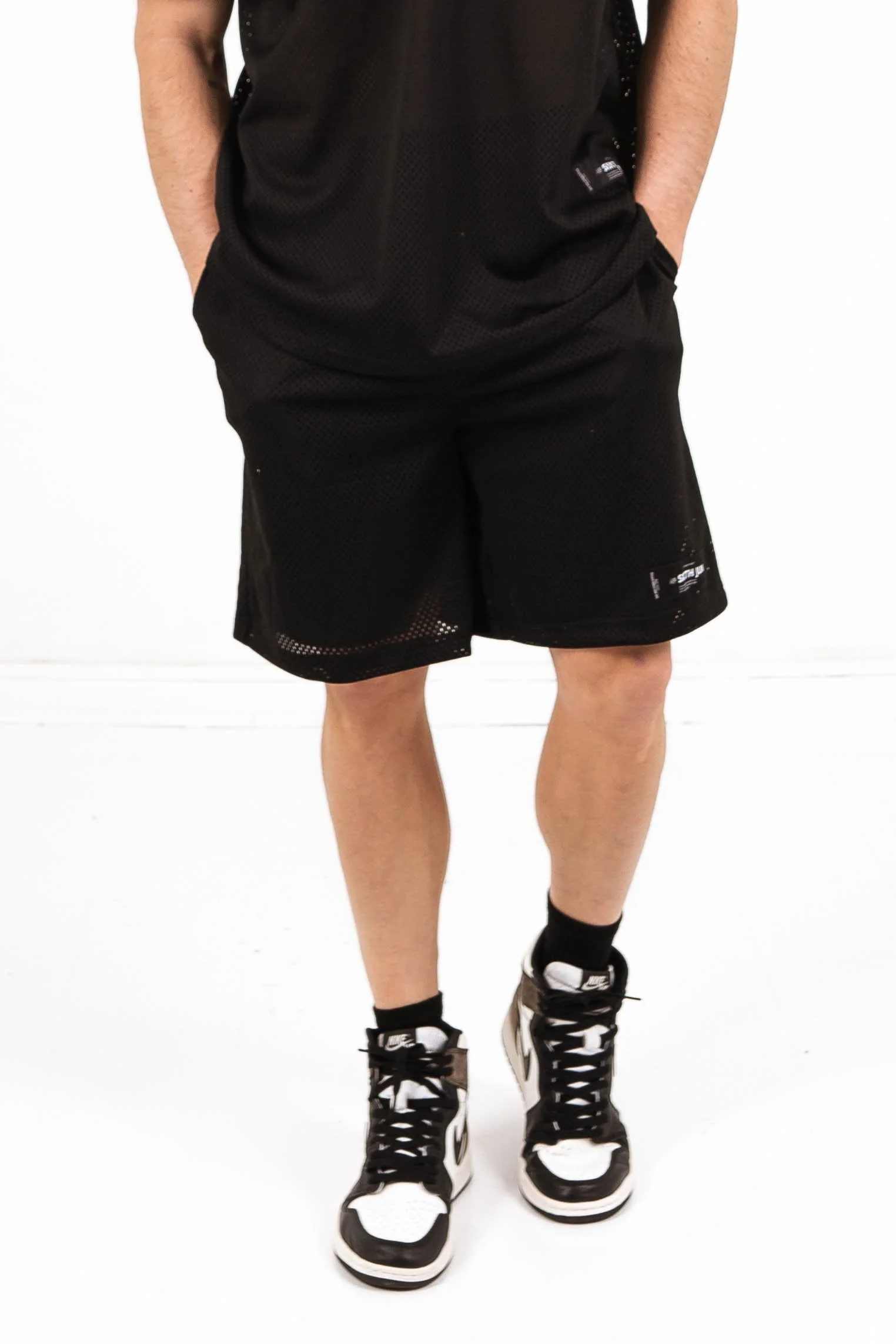 Short mesh logo noir