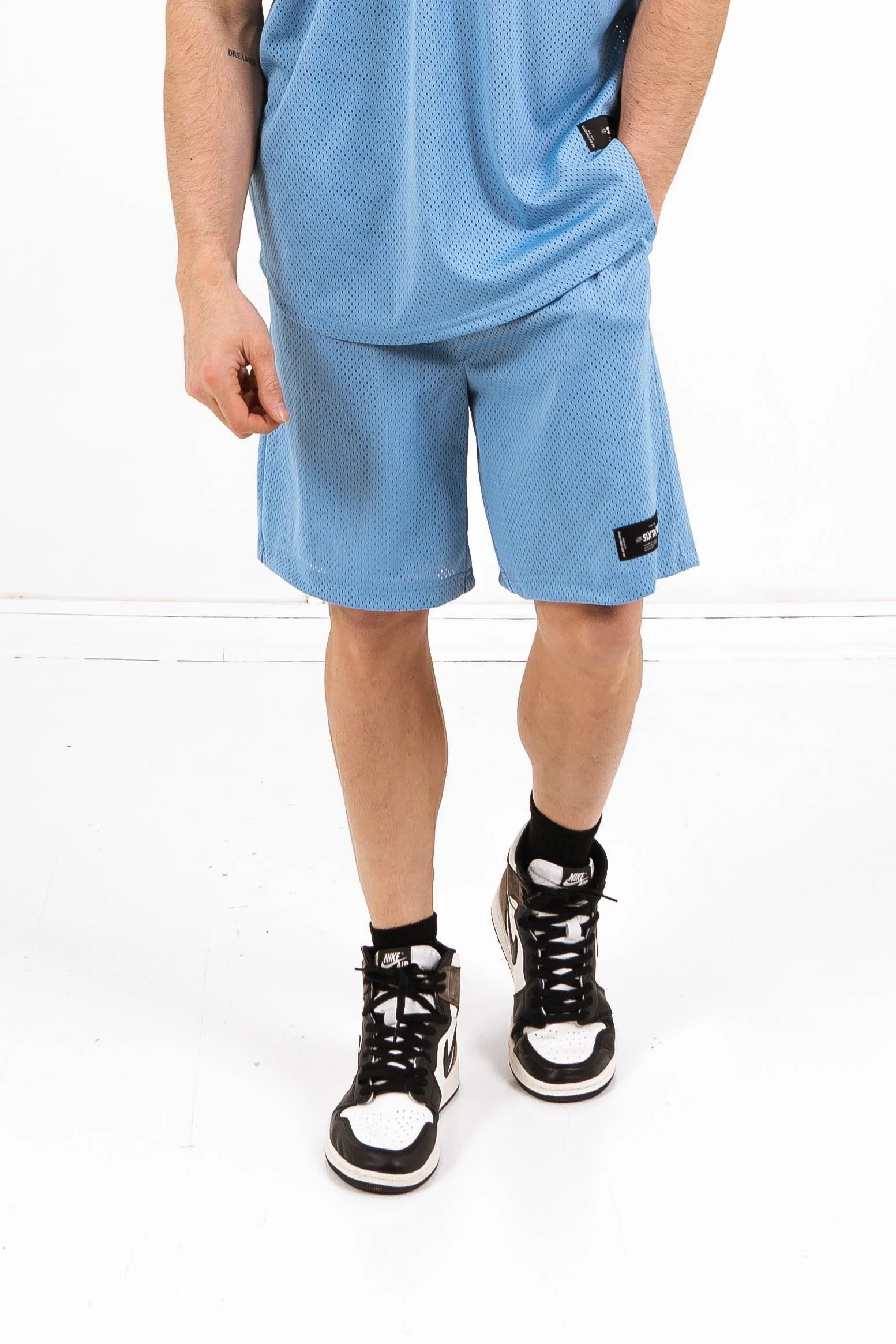 Short mesh logo Bleu