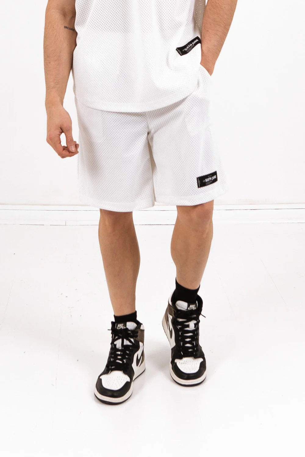 Short mesh logo Blanc