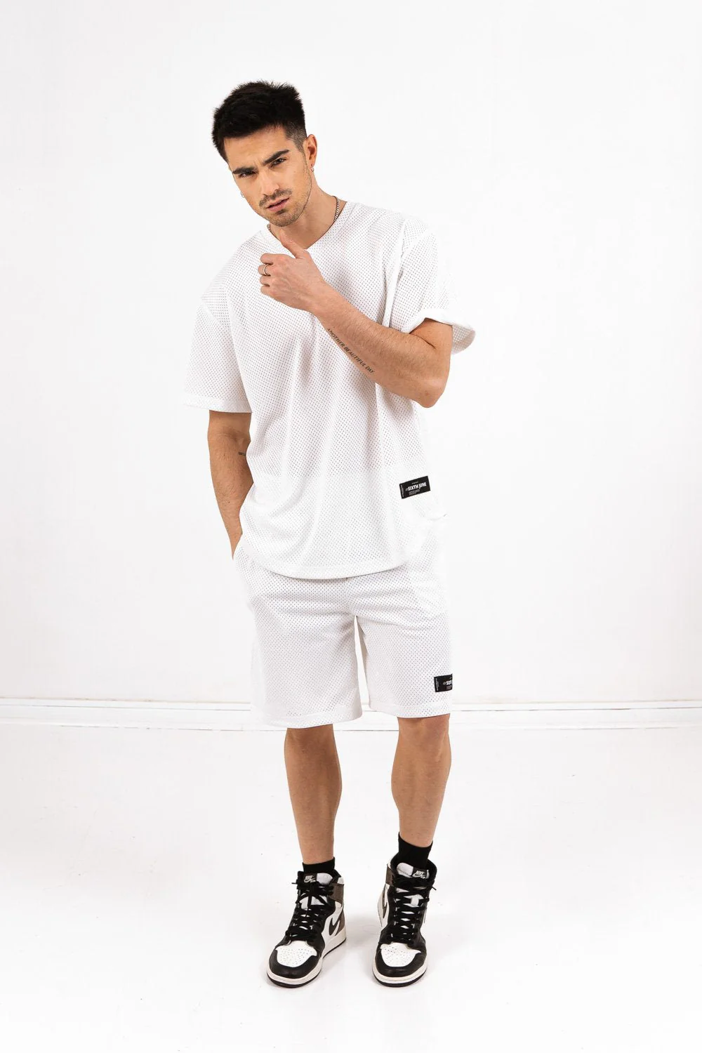 Short mesh logo Blanc - Image 2