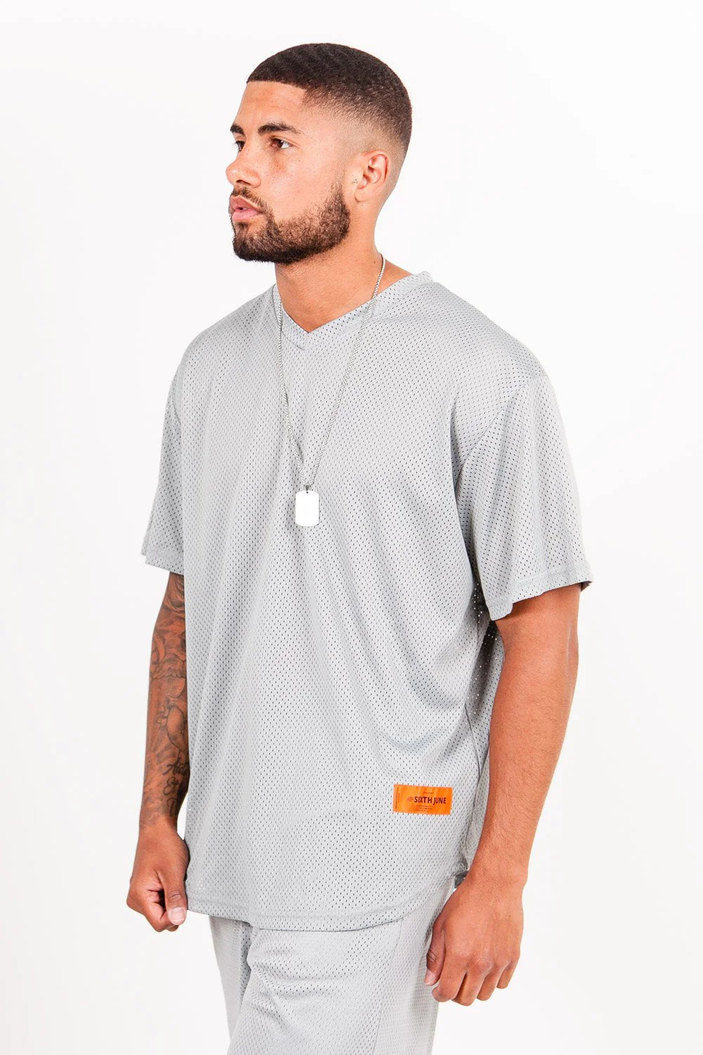 Maillot mesh logo Gris - Image 4