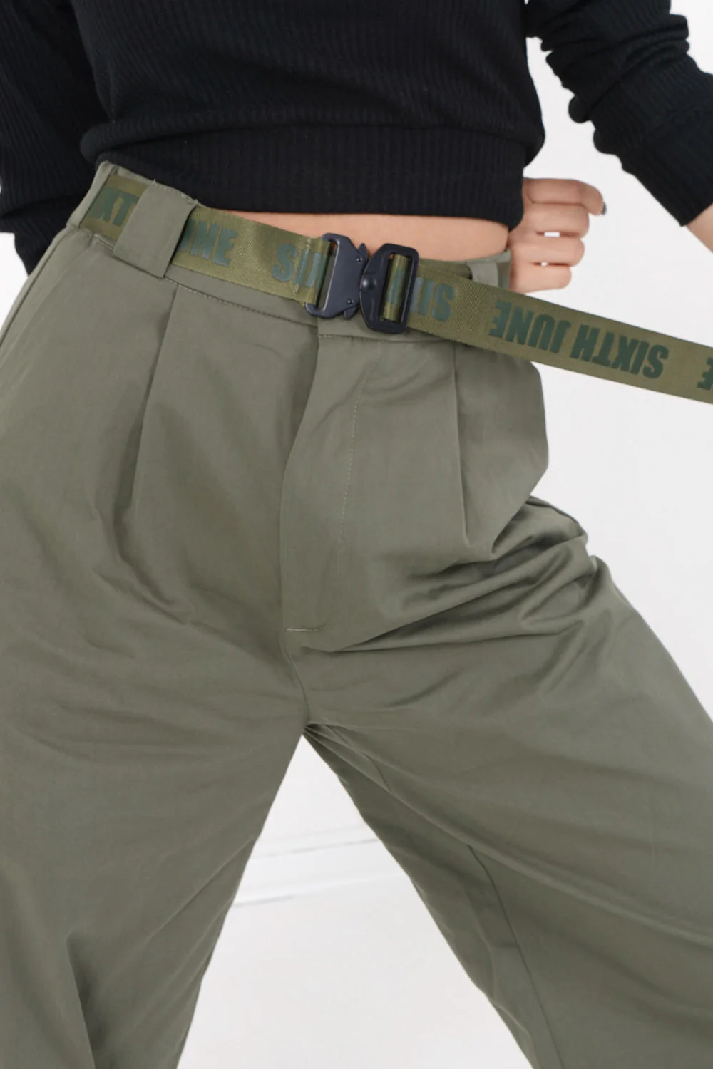 Pantalon sergé large Vert kaki - Image 3
