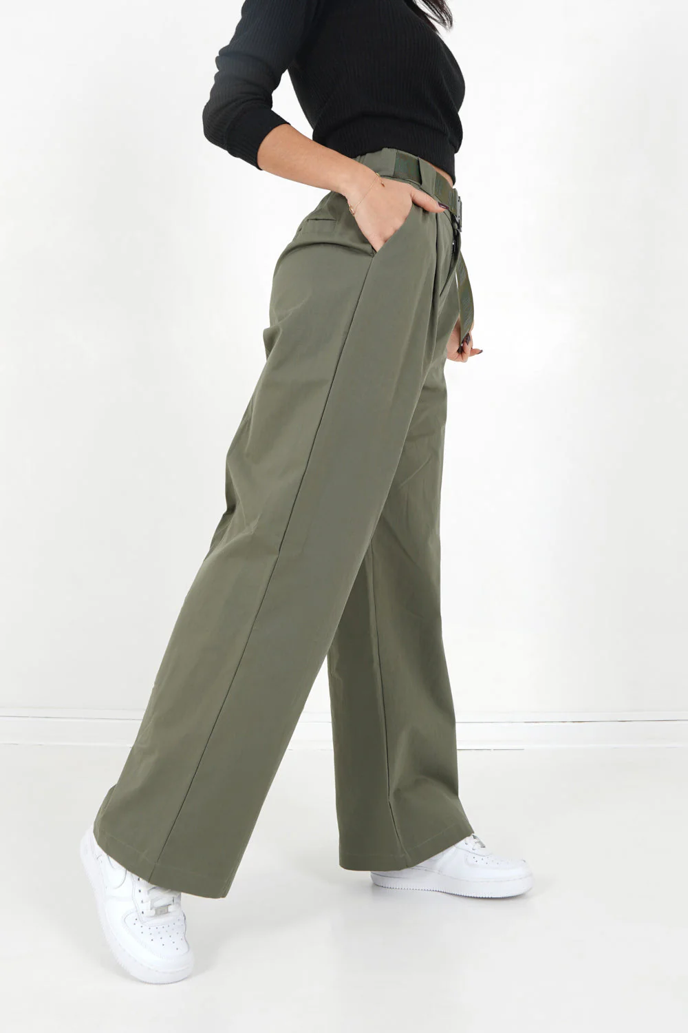 Pantalon sergé large Vert kaki - Image 4