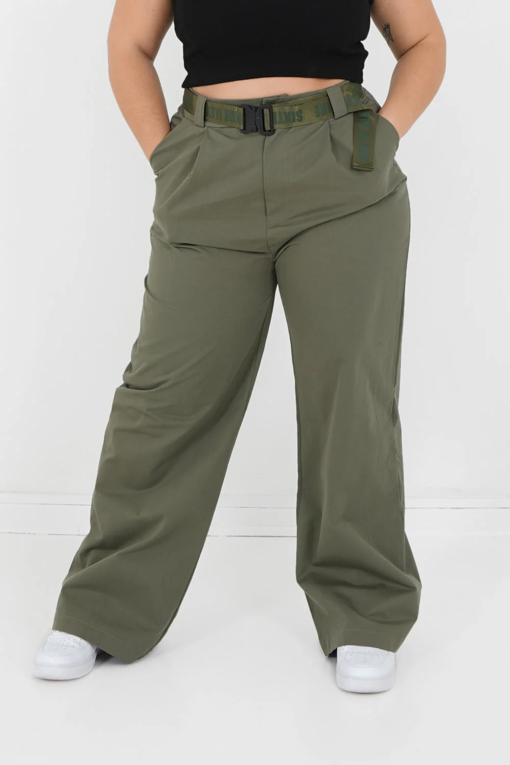 Pantalon sergé large Vert kaki - Image 8