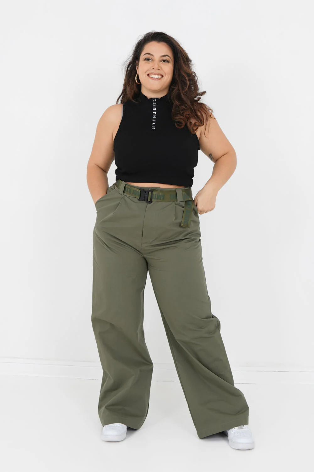 Pantalon sergé large Vert kaki - Image 9