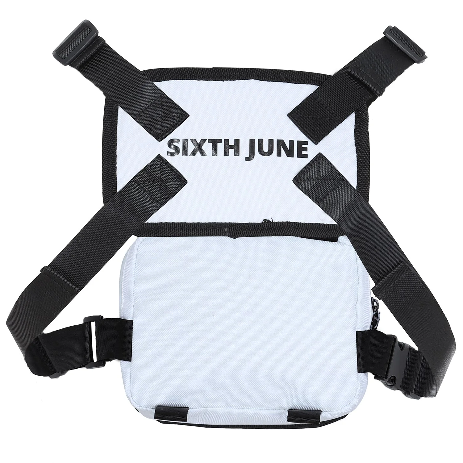 Mini sac poitrine boucle zip logo blanc - Image 7